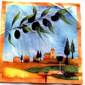 servetel hartie cu ramura de maslin si peisaj