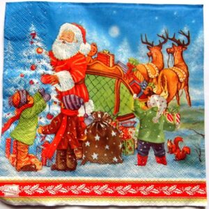 servetel hartie de craciun cu mos craciun 0415