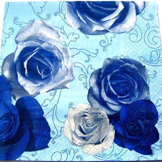 servetel hartie cu trandafiri albastri 0430