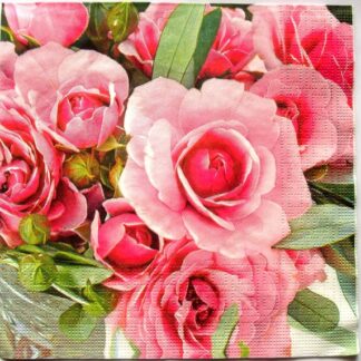 servetel hartie cu trandafiri roz 0435