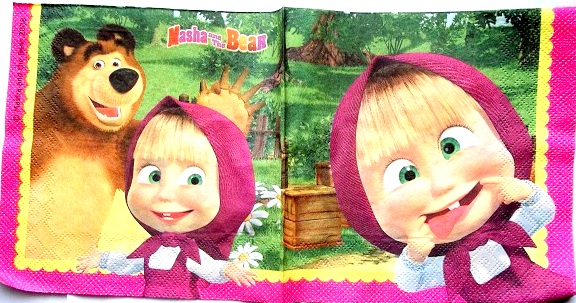 servetel hartie cu Masha and the bear 0470