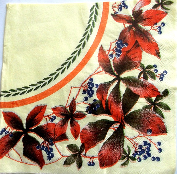 servetel hartie cu bordura bej cu frunze 0574