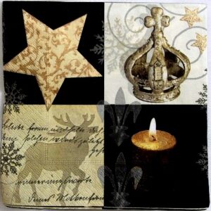 servetel hartie cu aranjament ,lumanare   cerb si stea  0603