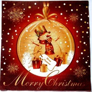 servetel hartie de craciun cu om de zapada 0741