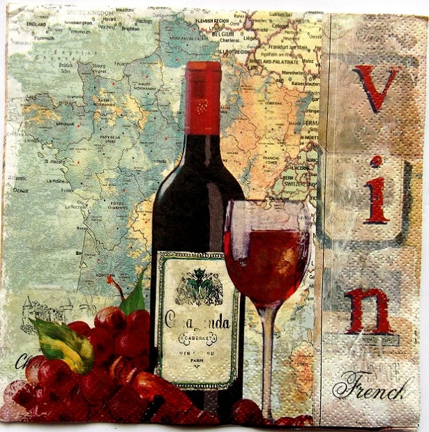 servetel hartie cu sticla si un pahar de vin 0798