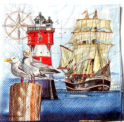 servetel hartie cu motiv marin 080