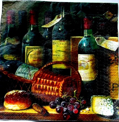 servetel hartie cu sticle de vin 0836