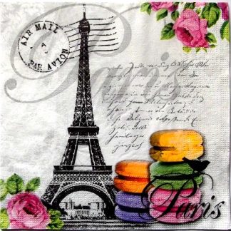 Servetel hartie cu PARIS si macarons 0856