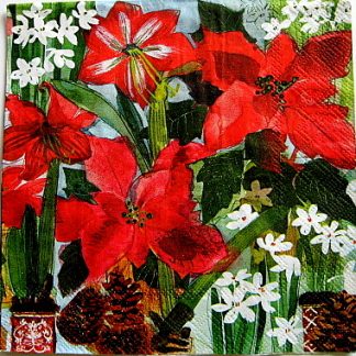 servetel hartie cu flori rosii 0953