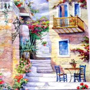 servetel hartie cu terasa cu flori  1039