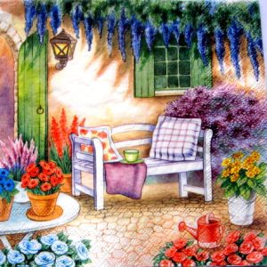 servetel hartie cu terasa cu flori  1047