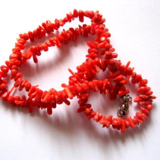Sirag margele coral rosu chipsuri tepi 51634